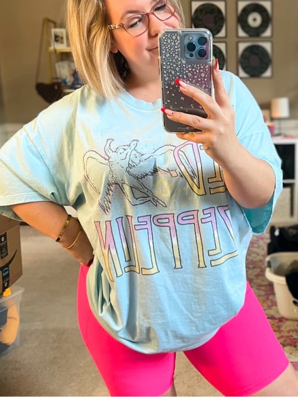 Led Zeppelin Graphic Tee in Light Blue
